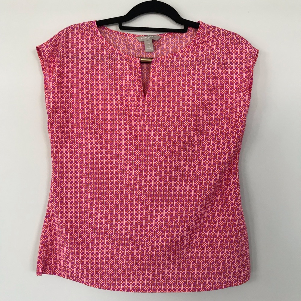 🌿Banana Republic Pink/Red Blouse - Size Petite S